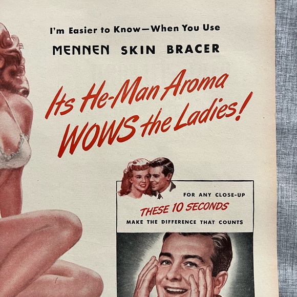 Vintage 1946 Mennen magazine ad. Pin up girl mid century modern MCM ephemera GUC - Picture 3 of 8